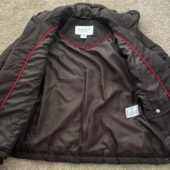 NINE WEST Separates Brown Full Zip Feather Quilted Down Puffer Jacket Size Small - Picture 2 of 5